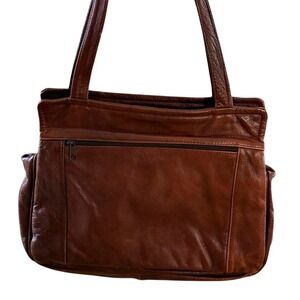 Vntg Lopez Camacho Travel Briefcase Bag Mexico Brown Leather Triple‎ Organizer